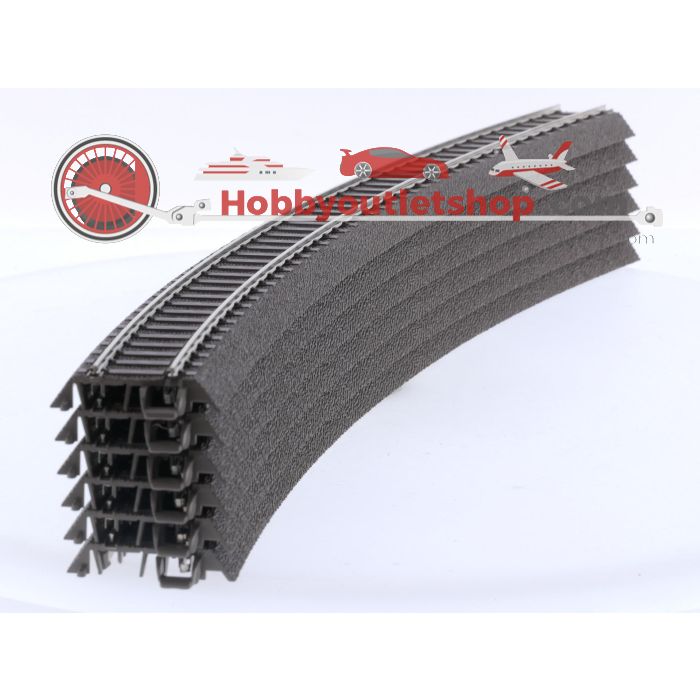 Schaal H0 Trix 62530 gebogen C-rails 643,6 mm / 25-5/16” / Bocht 30° 6st. #6520