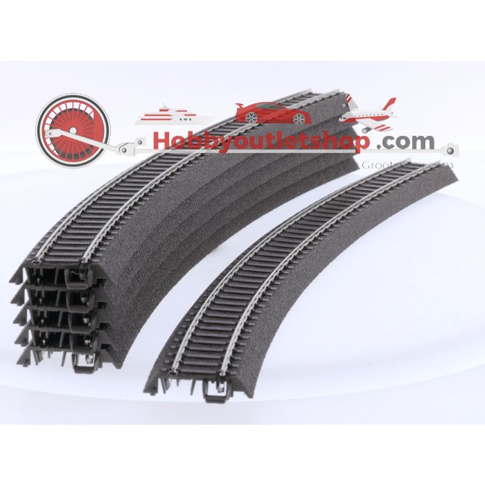 Schaal H0 Trix 62530 gebogen C-rails 643,6 mm / 25-5/16” / Bocht 30° 6st. #6520