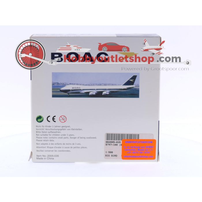 Schaal 1:500 Big Bird 2005-035 BOAC Boeing 747-100 Reg.Nr. G-AWNA #6450