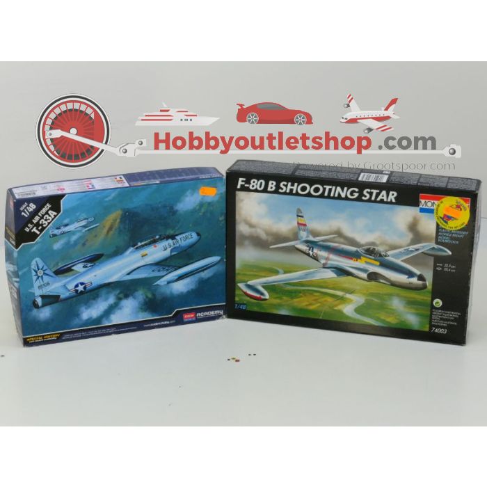 Schaal 1:48 Academy 12240 Monogram 74003 T-33A F-80B Shooting stars #216