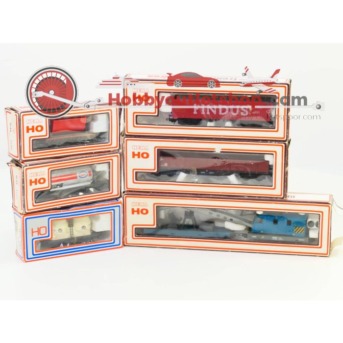 Schaal H0 Lima 302711 302804 302810 303188             309043 309060 Goederenwagons en kraan met steunwagen #1446