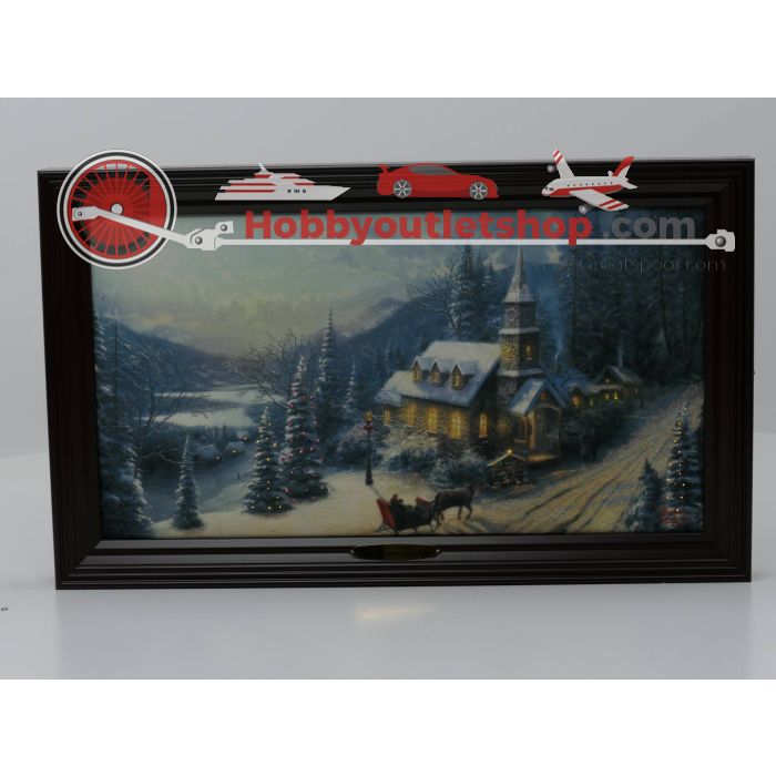 Thomas Kinkade 'Sunday Evening Sleigh Ride' Lit Canvas Print met meer dan 80 wisselende gekleurde lichten, glitter en een houten lijst. Nr. A1705 #4591