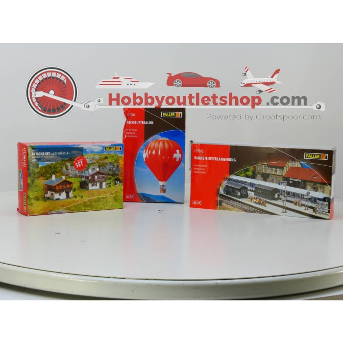 Schaal H0 Faller 120203 Perronverlening, 190162 Alpenhuis en 131004 Heteluchtballon #2889