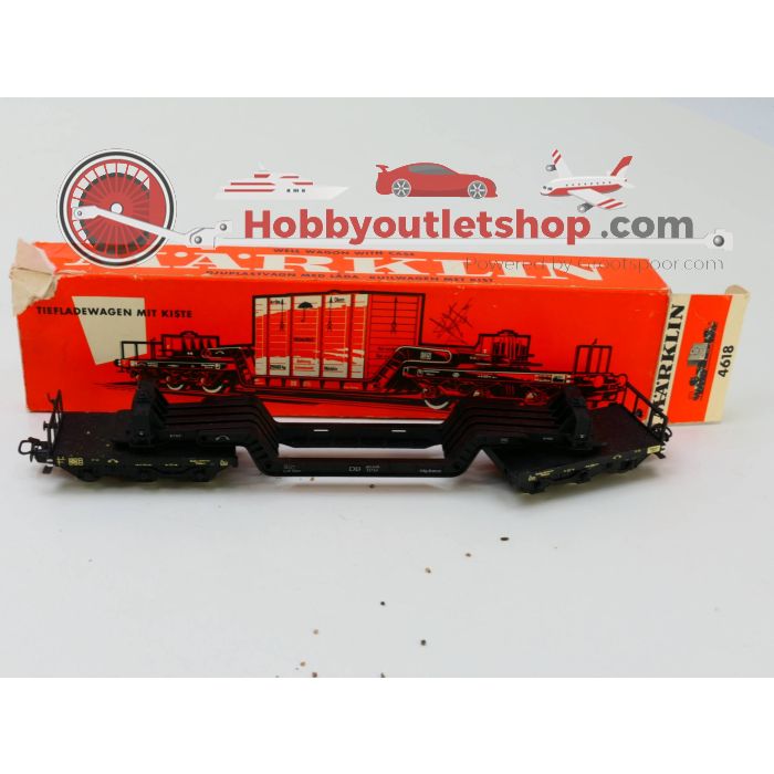 Schaal H0 Märklin 4617 Deutsche bahn Kuilwagen met trafo - Märklin 4618 Deutsche Bahn kuilwagen zonder kist #3007
