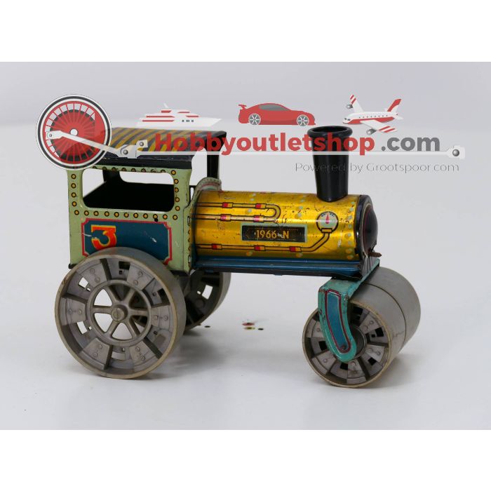Vintage KOVAB Steam Roller Tin Toy. Lengte 20 cm. Breedte 12 cm en hoogte 13 cm #3711