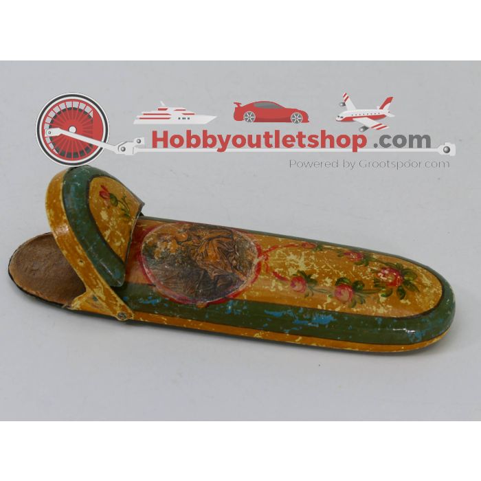 Vintage pennenhouder van Papier Maché, gelakt. Zeer zeldzaam. Lengte 19 cm. breedte 6 cm en hoogte 2 cm. #3715
