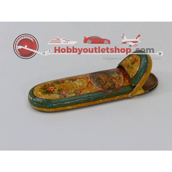 Vintage pennenhouder van Papier Maché, gelakt. Zeer zeldzaam. Lengte 19 cm. breedte 6 cm en hoogte 2 cm. #3715