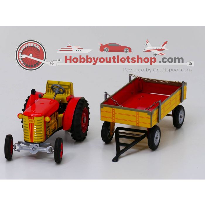 Kovad Tractor met aanhanger, Tin Toy. Lengte 35 cm. breedte 35 cm en hoogte 9 cm. #3716 - sku: 20230323041524 - Gebruikt - Zeer goede staat - Afbeelding 2