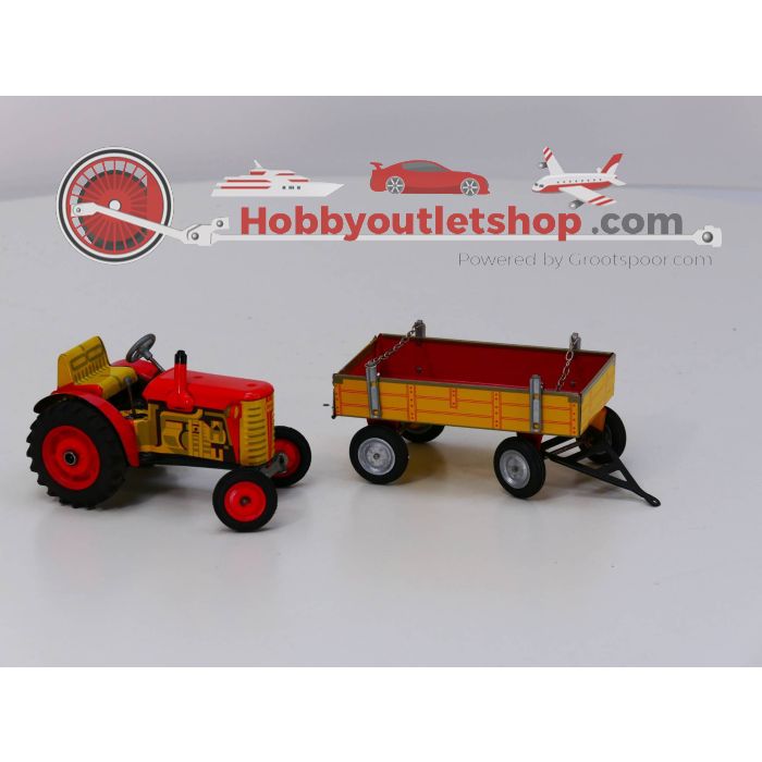 Kovad Tractor met aanhanger, Tin Toy. Lengte 35 cm. breedte 35 cm en hoogte 9 cm. #3716 - sku: 20230323041524 - Gebruikt - Zeer goede staat - Afbeelding 3