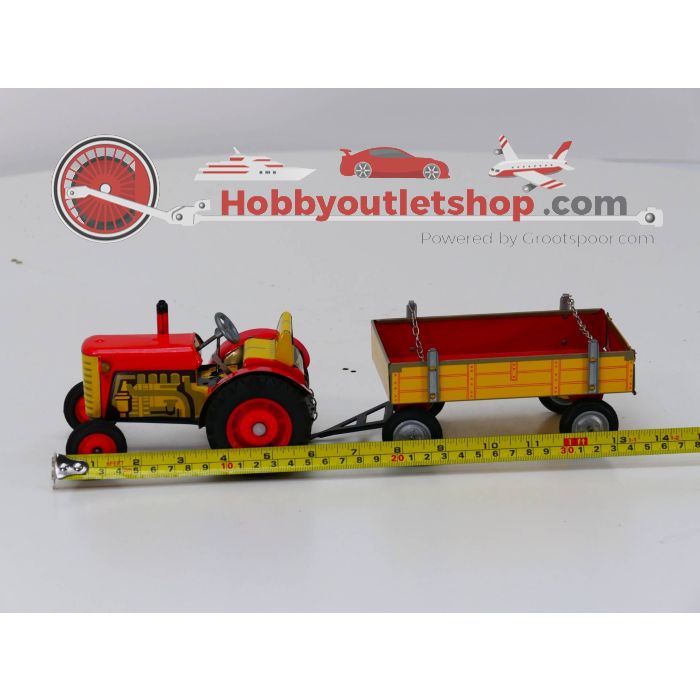 Kovad Tractor met aanhanger, Tin Toy. Lengte 35 cm. breedte 35 cm en hoogte 9 cm. #3716 - sku: 20230323041524 - Gebruikt - Zeer goede staat - Afbeelding 6