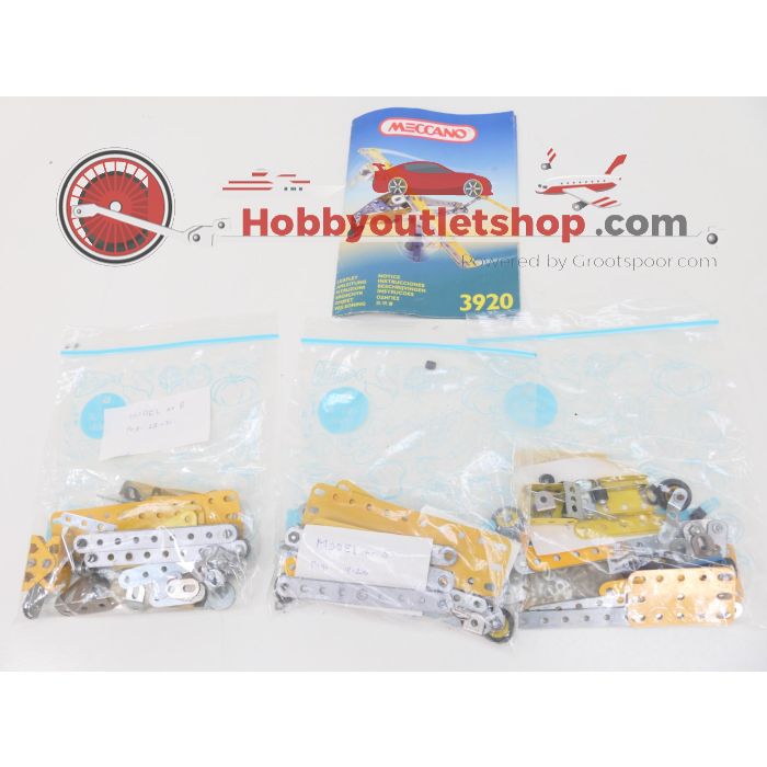 Meccano Bouwset Box n. 03 & 3920 & 4 kleine pakketjes zonder verpakking & assortiment Meccano handleidingen. #6145