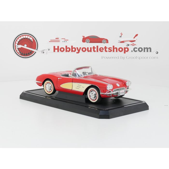 Schaal 1:12 Solido 1201 - Chevrolet Corvette 1958 - Red/White. #4372