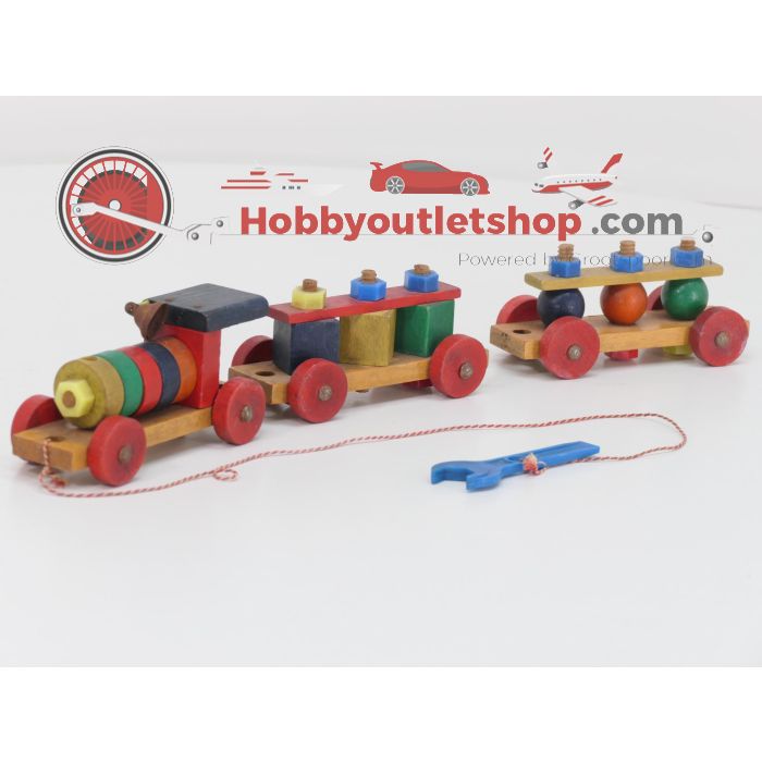 Set van verschillende vintage houten treinen #5837 - sku: 20240731115820 - Gebruikt - Goede staat - Afbeelding 11