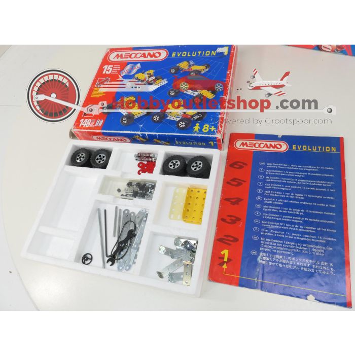 Meccano Evolution set 1 plus Meccano motorsystem & Doos 1 2 & 3. #6124