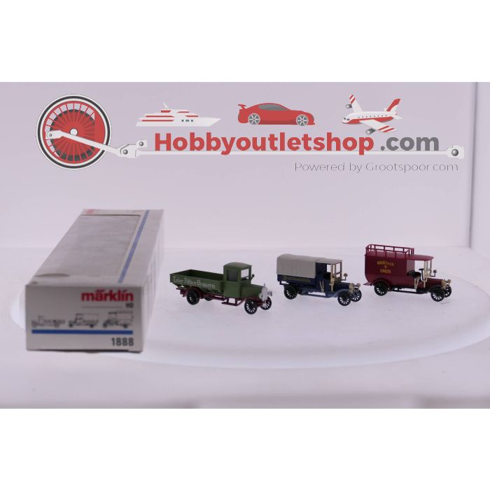 Schaal H0 Märklin 1888 set van drie vrachtauto's 'Maggi' en Continental' #3535