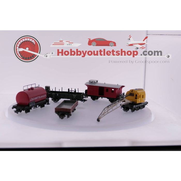 Schaal H0 Märklin 4671 Kraanwagen, 4503 Lage Boord wagen, 7645 ketelwagen, Rongenwagon met remhuis en een bagagewagon #3571 - sku: 20230302095444 - Gebraucht - Guter Zustand - Bild 2