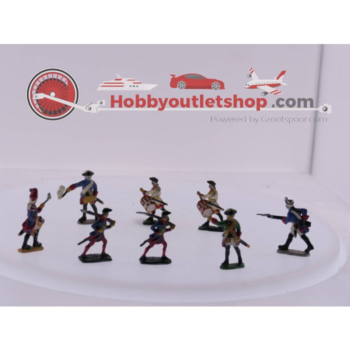 8 geverfde tinnen soldaatjes, 1 ongeverfd (kogeldrager) compleet geverfd kanon en boom en een ongeverfd paard #3688 - sku: 20230317091449 - Gebraucht - Guter Zustand - Bild 2