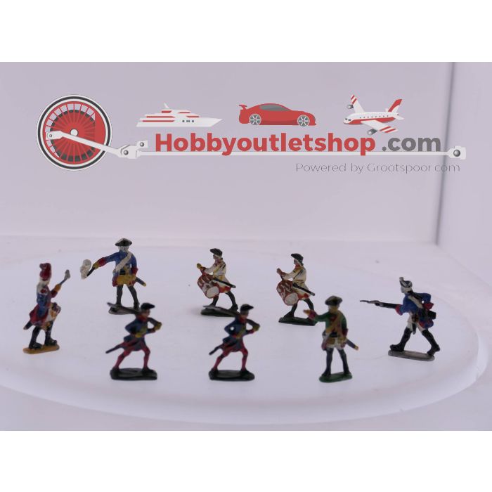 8 geverfde tinnen soldaatjes, 1 ongeverfd (kogeldrager) compleet geverfd kanon en boom en een ongeverfd paard #3688 - sku: 20230317091449 - Gebraucht - Guter Zustand - Bild 3