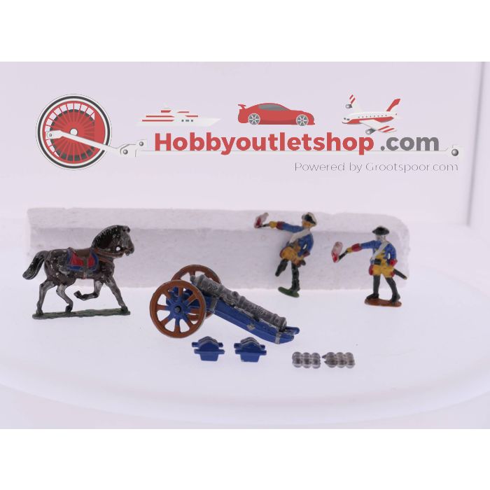 8 geverfde tinnen soldaatjes, een compleet kanon en een paard #3691 - sku: 20230317102356 - Gebruikt - Goede staat - Afbeelding 2