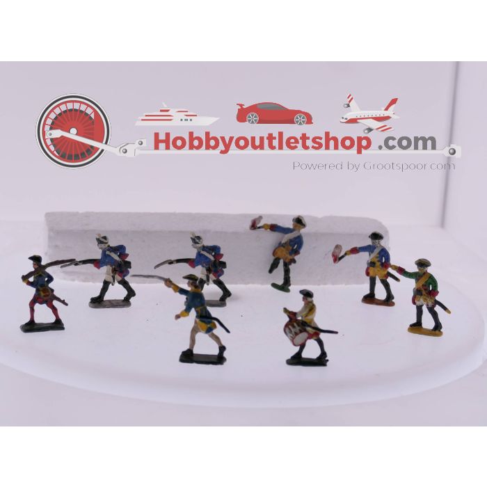 8 geverfde tinnen soldaatjes, een compleet kanon en een paard #3691 - sku: 20230317102356 - Gebruikt - Goede staat - Afbeelding 3