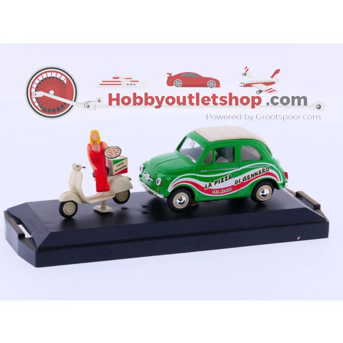 Schaal 1:43 Vitesse Fiat 500 la Pizza di Gennaro + Vespa - Limited Edition 5000pcs #2420