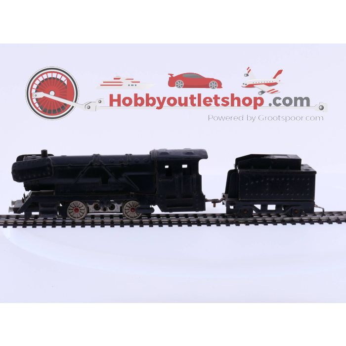 Schaal H0 blikken stoomlocomotief met tender loopt + 2x stoomlocomotief beide defect  #2433