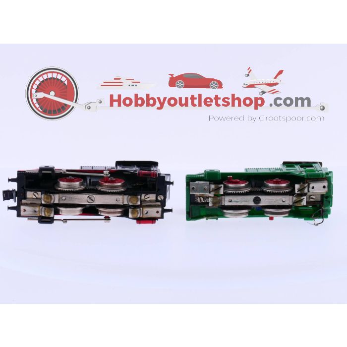 Schaal H0 blikken stoomlocomotief met tender loopt + 2x stoomlocomotief beide defect  #2433