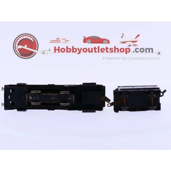 Schaal H0 blikken stoomlocomotief met tender loopt + 2x stoomlocomotief beide defect  #2433