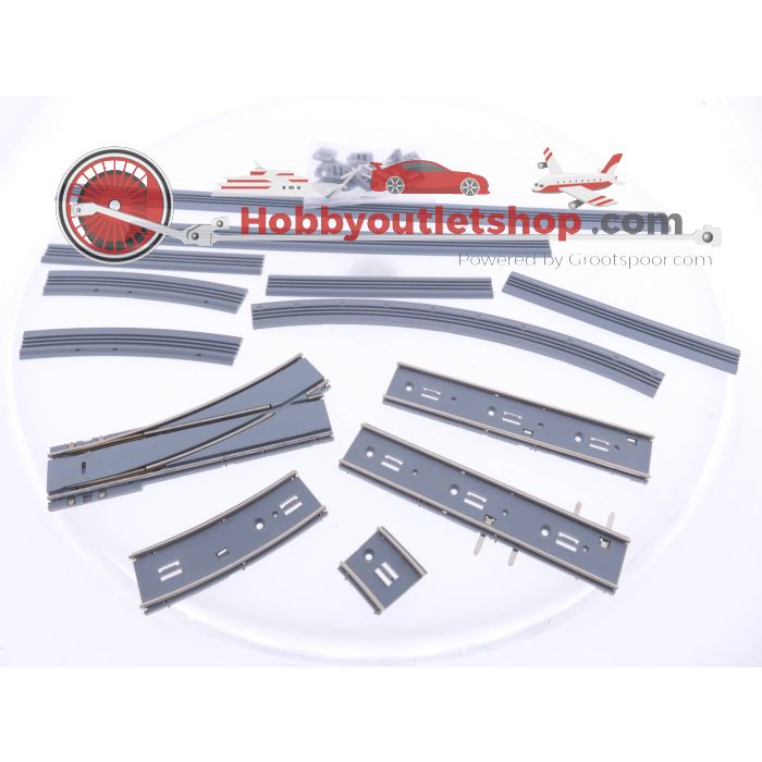 Schaal H0 3 x Tillig 87582 tramrails, recht met een bocht naar links en wissels #4509