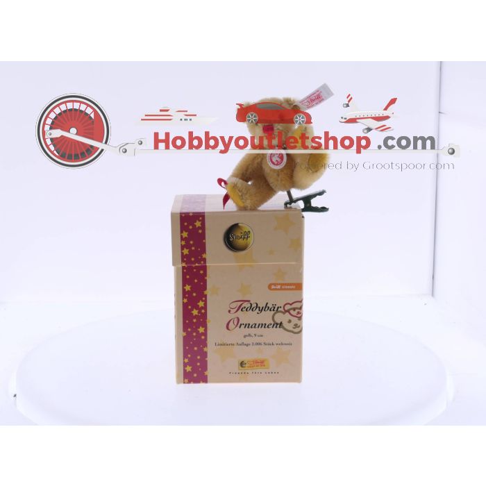 Steiff Kersttedddybeer met bel en clip 2006 037399  gelimiteerd tot 2006 Nr. 01192 met certificaat in originele verpakking #4556