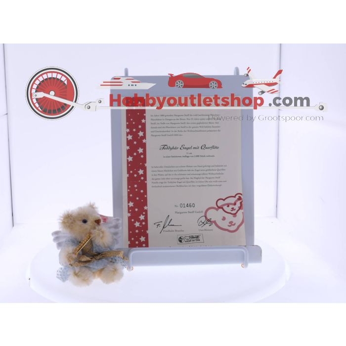 Steiff Kerstteddybeer Engel met dwarsfluit 2004 37733 gelimiteerd tot 5000 Nr. 01460 met certificaat #4557