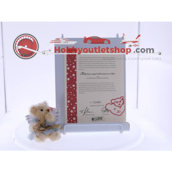 Steiff Kerstteddybeer Engel met dwarsfluit 2004 37733 gelimiteerd tot 5000 Nr. 01460 met certificaat #4557