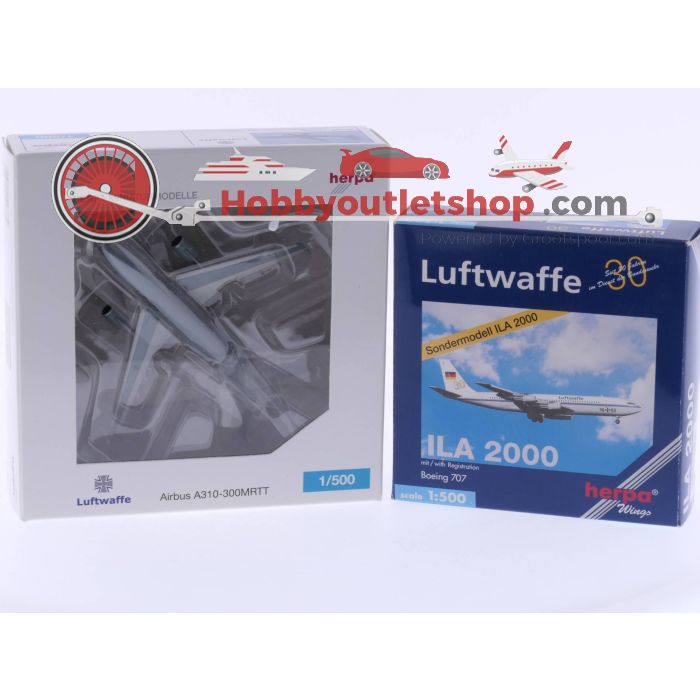 Schaal 1:500 Herpa 512046 Boeing 707 ILA 2000 (speciaal Model) en Herpa 517782  Airbus A310-300MRTT #4632