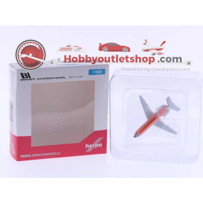 Schaal 1:500 Herpa 501309 Boeing 737-400 en Herpa 523677 Braniff International BAC 1-11-200 