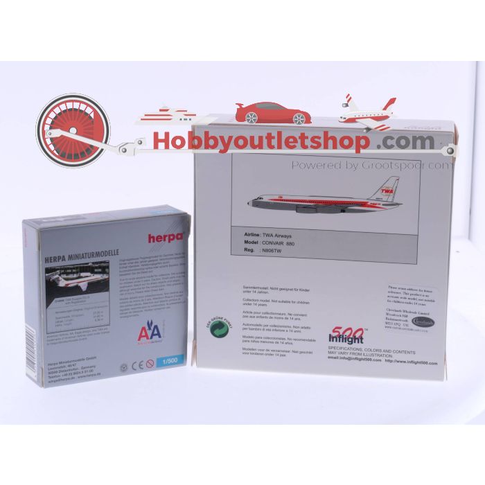 Schaal 1:500 Herpa 514446 TWA Douglas DC-9 en Inflight 500 N806TW TWA Airways Convair 880 #4637 - sku: 20230720015949 - Nieuw - Nieuwstaat - Afbeelding 3