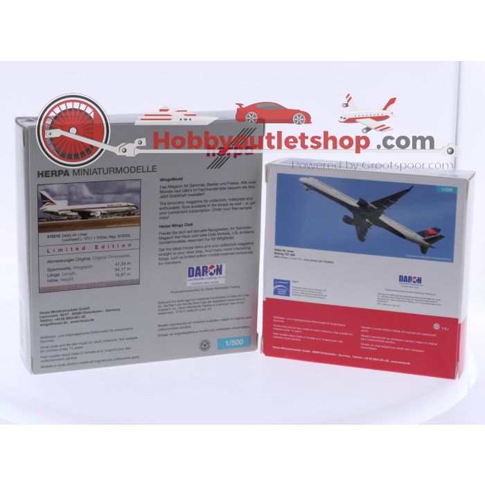 Schaal 1:500 Herpa 528863 Delta Air Lines Boeing 757-300 en Herpa 519212 Delta Air Lines Lockheed L-1011-1 Tristar #4644 - sku: 20230720051345 - New - New condition - Photo 3