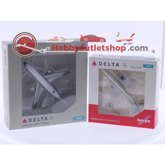 Schaal 1:500 Herpa 528863 Delta Air Lines Boeing 757-300 en Herpa 519212 Delta Air Lines Lockheed L-1011-1 Tristar #4644 - sku: 20230720051345 - New - New condition - Photo 2