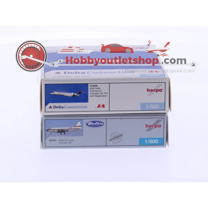 Schaal 1:500 Herpa 510608 Canadair Jet 700 en Herpa 207097 Convair 440 #4645