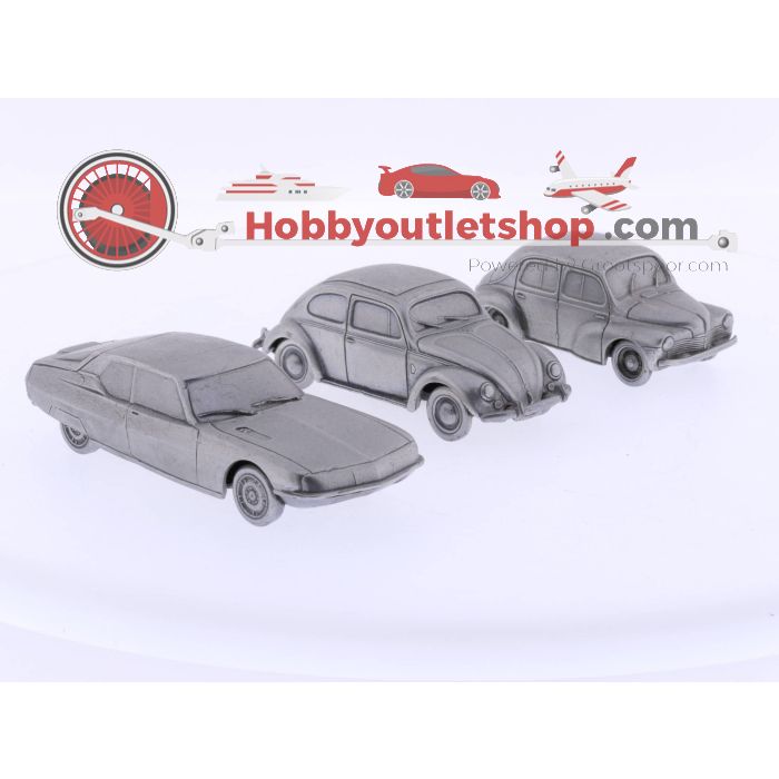Schaal 1:43 de Poligny Creation VW Kever, Renault 4CV en een Citroën #4675