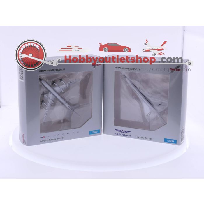 Schaal 1:500 Herpa 518215 Aeroflot Tupolev TU-114 en Herpa 519168 Tupolev TU-114 #4681 - sku: 20230728091523 - Nieuw - Nieuwstaat - Afbeelding 2