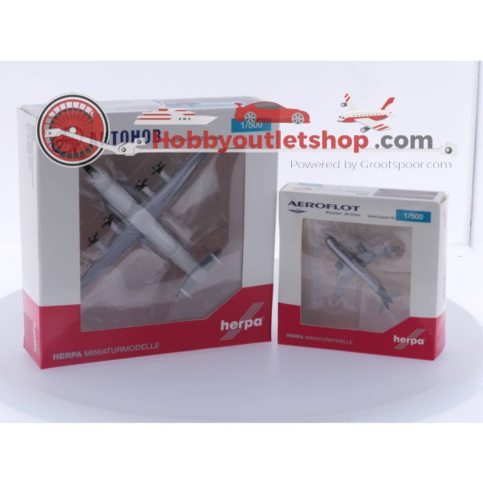 Schaal 1:500 Herpa 528078 Sukhoi Superjet 100 en Herpa 530378 Antonov AN-22 "Antei" #4693 - sku: 20230728011311 - Nieuw - Nieuwstaat - Afbeelding 2