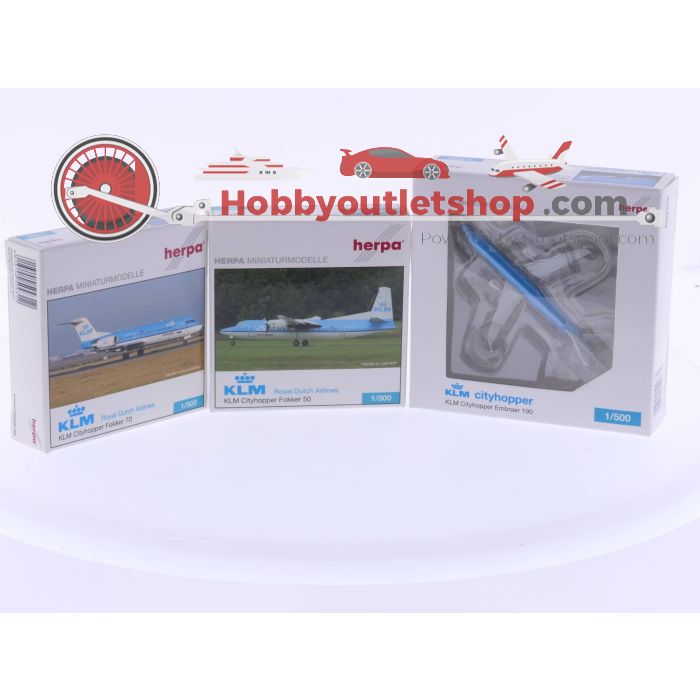 Schaal 1:500 Herpa 509589 Fokker 50, Herpa 509312 Fokker 70 en Herpa 509879 Embraer 190 #4699 - sku: 20230728032211 - New - New condition - Photo 2