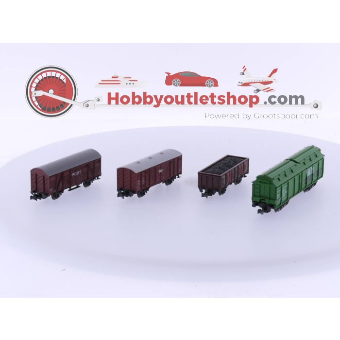 Schaal N Roco 2306S Gesloten wagen, Roco 2317B Open wagen, Roco 2325B open wagen en Roco 2366B Zelflosser "VAM" van de NS #4758 - sku: 20230810095217 - Gebruikt - Goede staat - Afbeelding 2