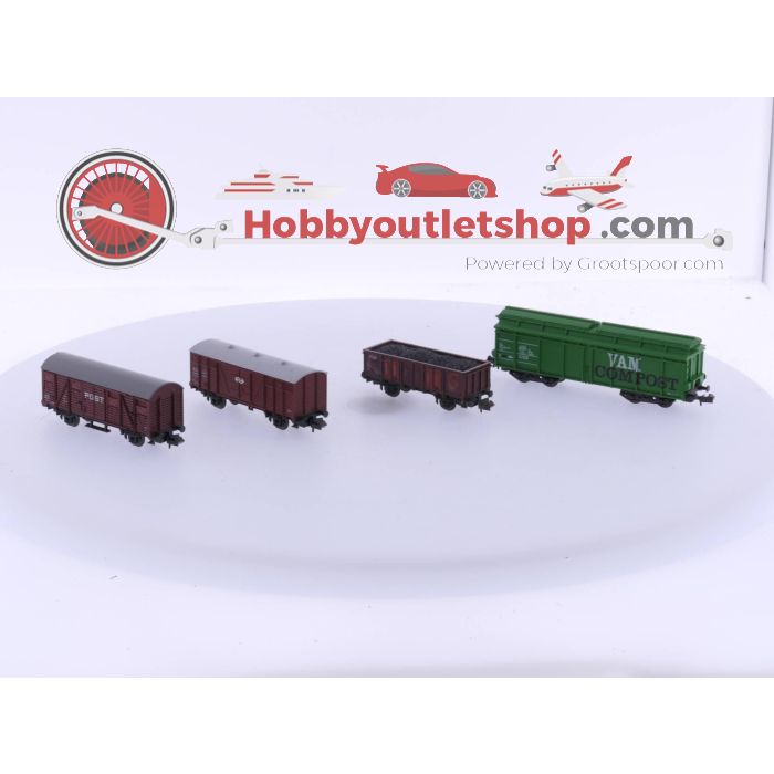 Schaal N Roco 2306S Gesloten wagen, Roco 2317B Open wagen, Roco 2325B open wagen en Roco 2366B Zelflosser "VAM" van de NS #4758 - sku: 20230810095217 - Gebruikt - Goede staat - Afbeelding 3
