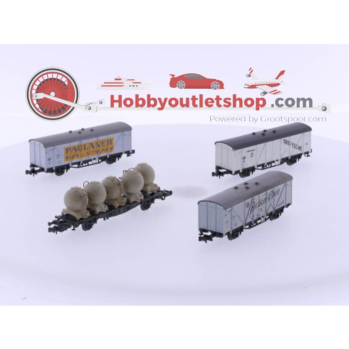 Schaal N Roco 2307 Koelwagen "Pschorr Bräu", Roco 2307 Koelwagen Seefische, Roco 2307C Bierwagen "Paulaner" en een Roco Bollenwagen van de DB#4760 - sku: 20230810102843 - Gebraucht - Guter Zustand - Bild 2