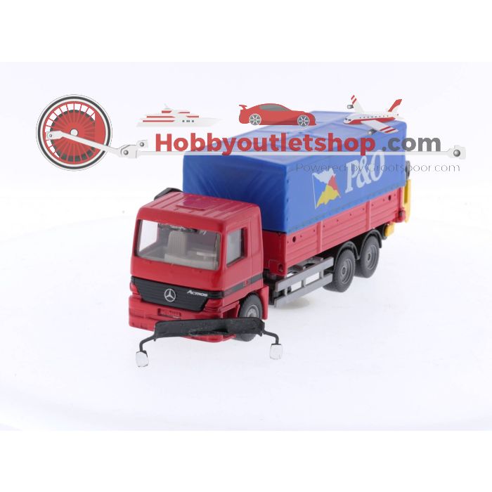 Schaal 1:55 Siku 2933 Rode Mercedes-Benz Actros Vrachtwagen met P&O Container en Gele Meeneemheftruck #5093 - sku: 20231108102245 - Gebruikt - Zeer goede staat - Afbeelding 4