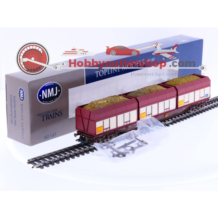 Schaal H0 NMJ 505.401 NSB Containertragwagens houtsnippercontainers #2165