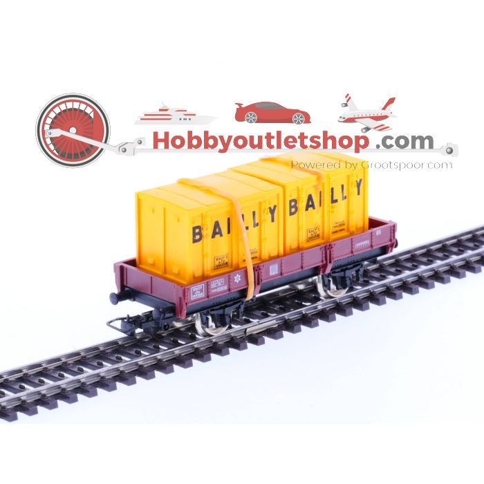 Schaal H0 Jouef 6450 SNCF Lageboordwagon met 2 Containers 2 stuks #2172