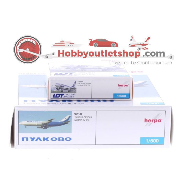 Schaal 1:500 Herpa 515108 Embraer ERJ-170 en Herpa 506182 llyushin IL-86 #4678