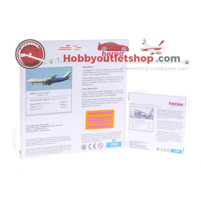 Schaal 1:500 Herpa 515108 Embraer ERJ-170 en Herpa 506182 llyushin IL-86 #4678